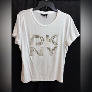 DKNY White Studded Short Sleeve Tee